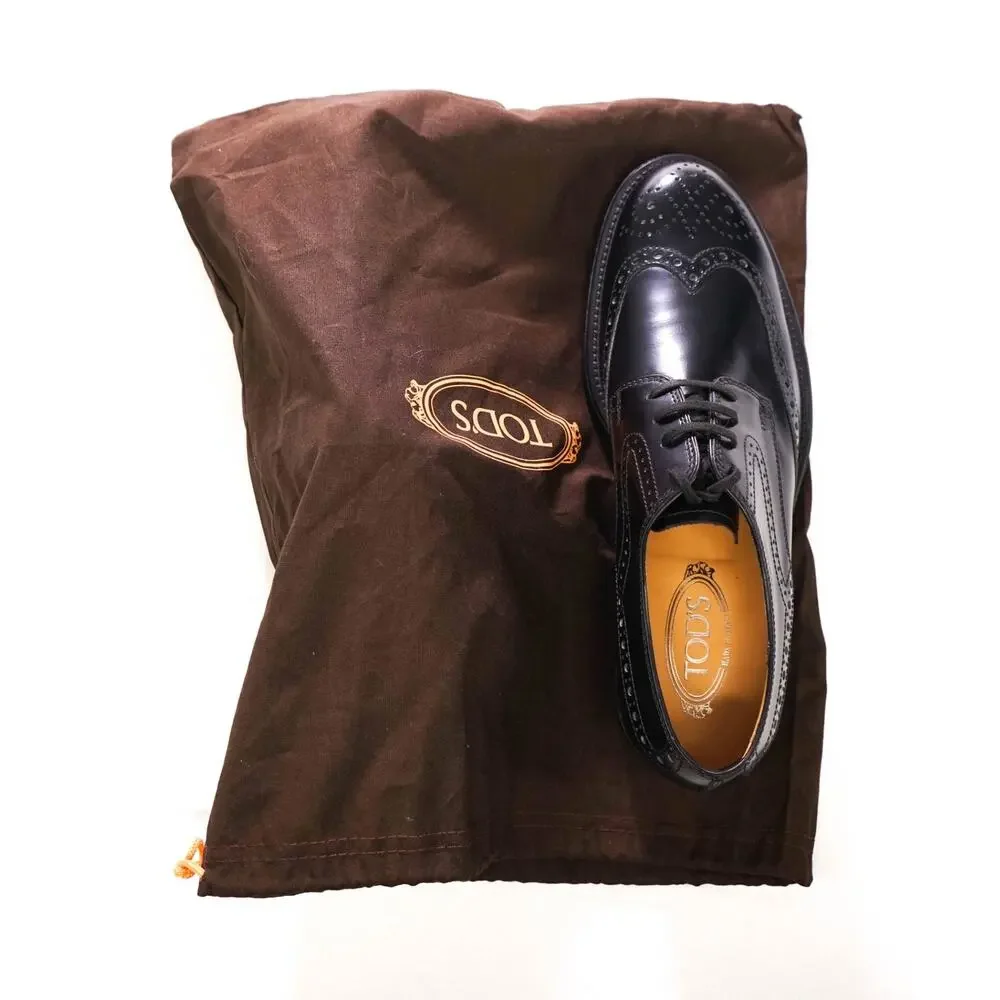 $750 TOD'S - Black Leather Wingtip Derby - US 9.5 (UK 8.5)